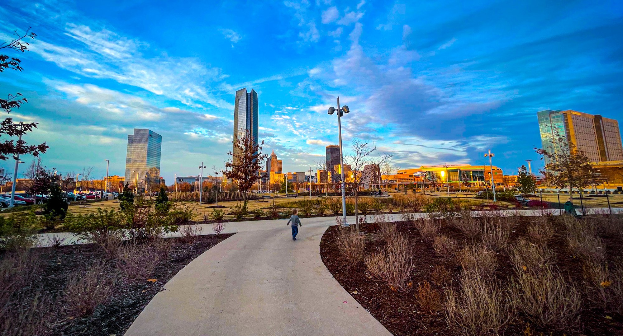 Oklahoma City skyline and park